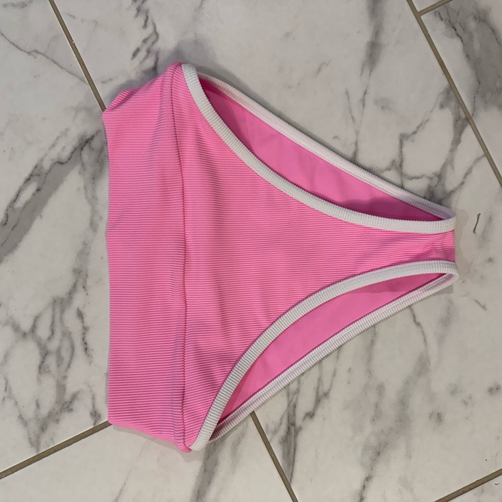 Pink Bikini Bottom with White Trim